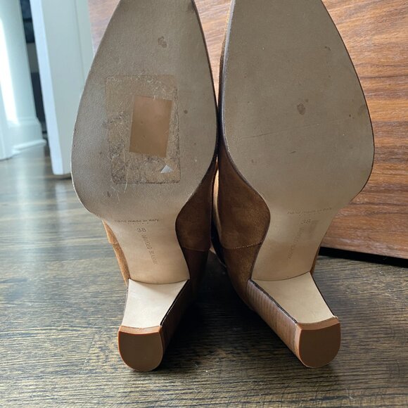 Manolo Blahnik Cognac Suede Slouchy Knight Boots - Picture 8 of 9
